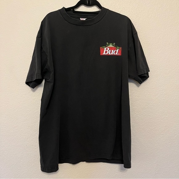BUD Budweiser Frog Your Pad or Mine Vintage Black T-Shirt for Men Size XL - Picture 1 of 12